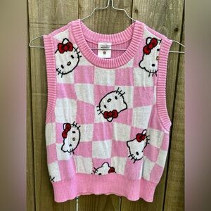 Hello Kitty Pink & White Checker Knit Tank Top